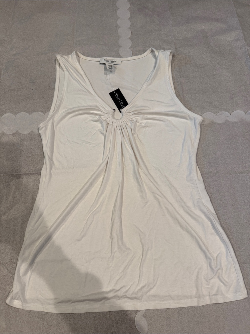 Vanity Fair White Sleeveless Ring-Detail Tank